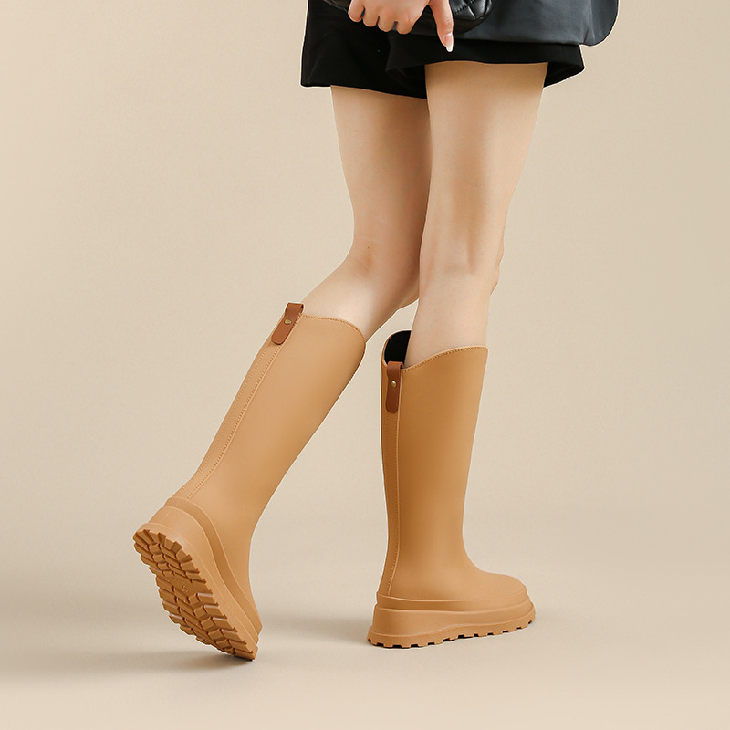 Ženske kišne čizme u japanskom stilu, iznad koljena, vodootporne, protivklizne, gornji dio od PVC-a, niski pet 1–3 cm