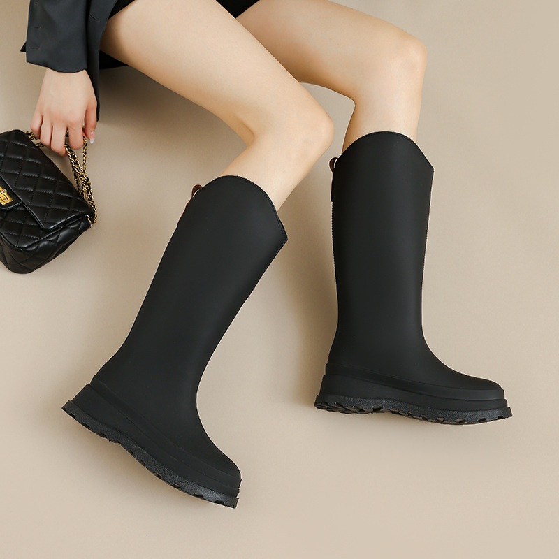 Ženske kišne čizme u japanskom stilu, iznad koljena, vodootporne, protivklizne, gornji dio od PVC-a, niski pet 1–3 cm