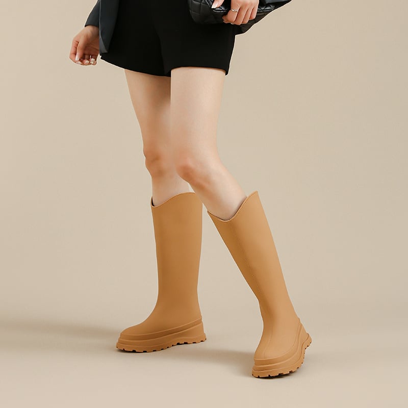 Ženske kišne čizme u japanskom stilu, iznad koljena, vodootporne, protivklizne, gornji dio od PVC-a, niski pet 1–3 cm
