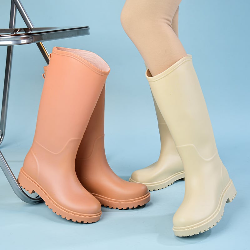 Ženske visoke PVC čizme za kišu, s visokim vratom, četiri sezone, svakodnevni casual stil, niski pet 1-3 cm, oblikovane jednim dijelom
