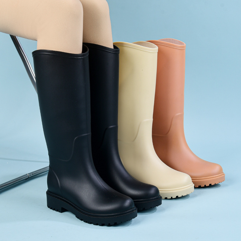Ženske visoke PVC čizme za kišu, s visokim vratom, četiri sezone, svakodnevni casual stil, niski pet 1-3 cm, oblikovane jednim dijelom