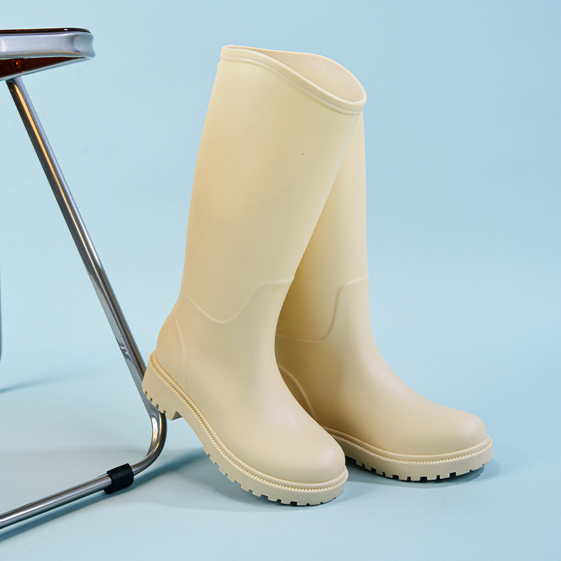Ženske visoke PVC čizme za kišu, s visokim vratom, četiri sezone, svakodnevni casual stil, niski pet 1-3 cm, oblikovane jednim dijelom