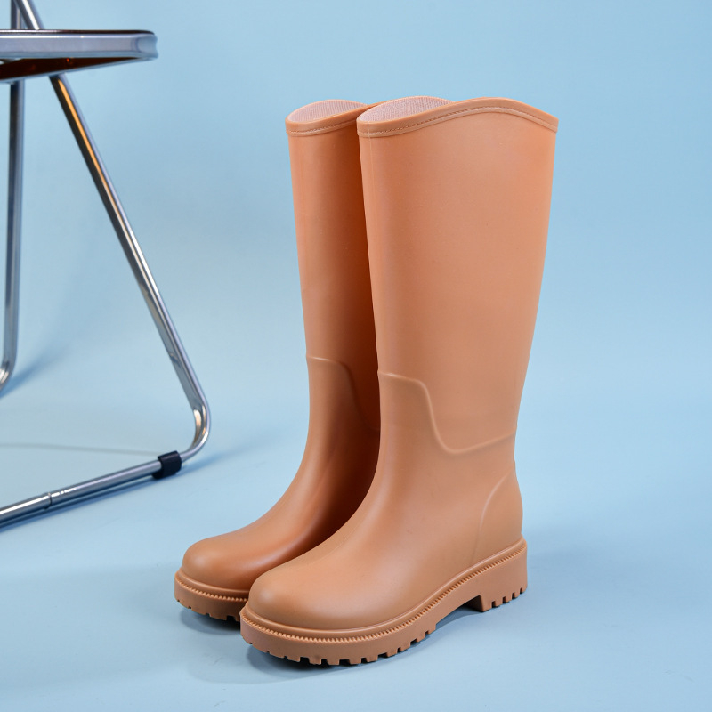 Ženske visoke PVC čizme za kišu, s visokim vratom, četiri sezone, svakodnevni casual stil, niski pet 1-3 cm, oblikovane jednim dijelom