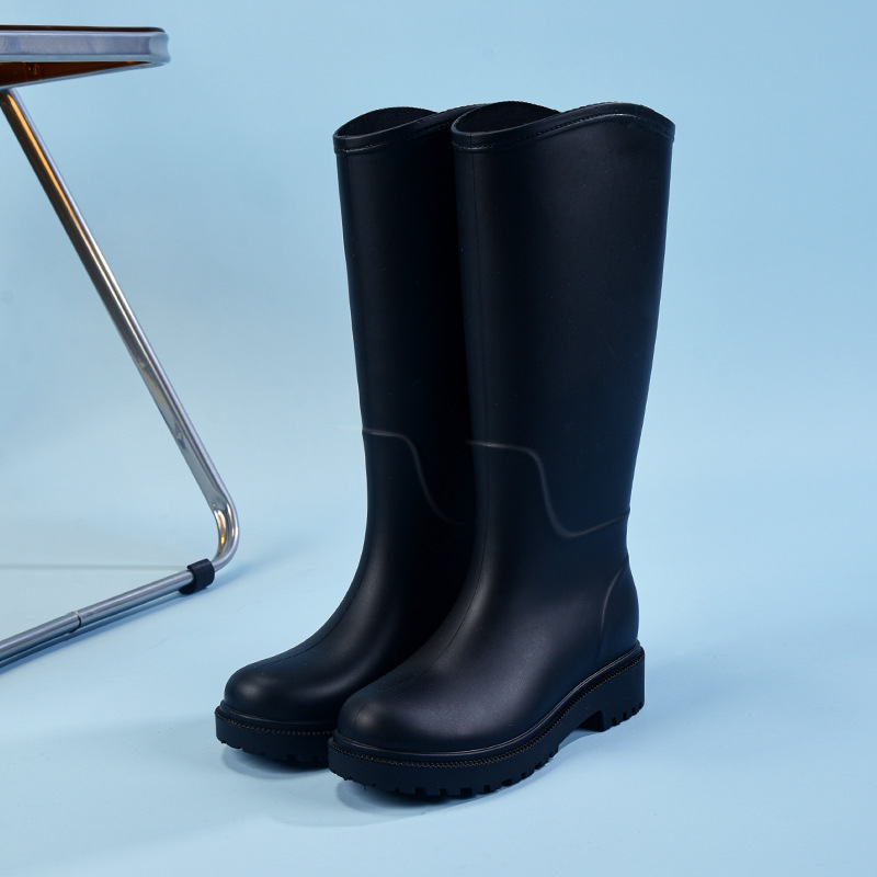 Ženske visoke PVC čizme za kišu, s visokim vratom, četiri sezone, svakodnevni casual stil, niski pet 1-3 cm, oblikovane jednim dijelom