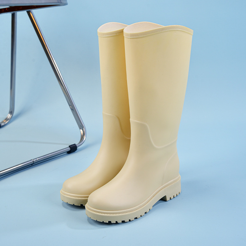 Ženske visoke PVC čizme za kišu, s visokim vratom, četiri sezone, svakodnevni casual stil, niski pet 1-3 cm, oblikovane jednim dijelom