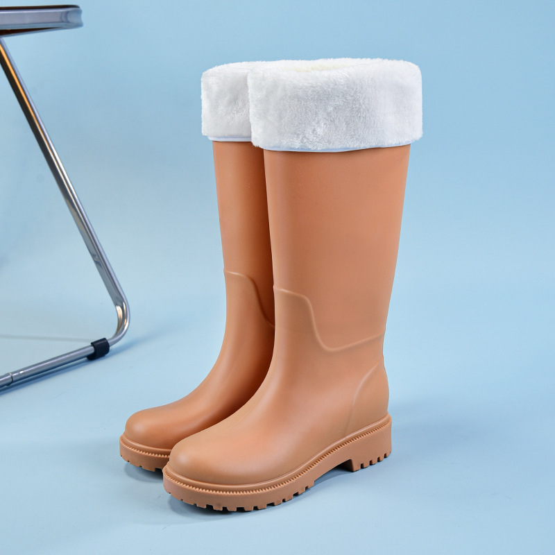 Ženske visoke PVC čizme za kišu, s visokim vratom, četiri sezone, svakodnevni casual stil, niski pet 1-3 cm, oblikovane jednim dijelom