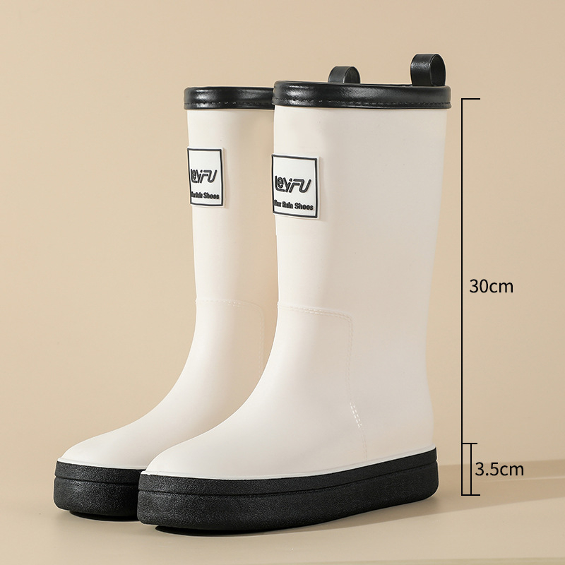 Cizme de ploaie pentru femei, până la mijlocul gambei, impermeabile, căptușite cu fleece, talpă antiderapantă, toc mediu 3-5 cm