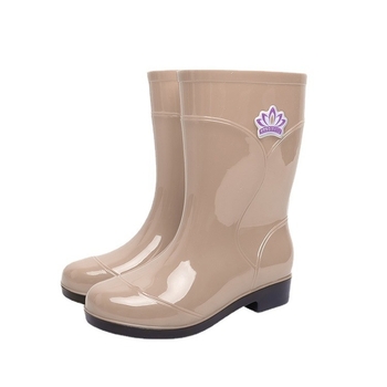 Zhe Star cizme de ploaie pentru femei cu imprimeu floral, PVC partea superioară, până la mijlocul gambei, toc mic 1–3 cm, impermeabile, pentru patru sezoane