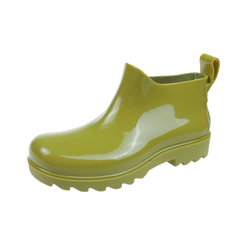 Ženske čizme za kišu, gornji dio od plastike, niski pet 1–3 cm, kratka cipela s cilindrom, jednofarbne, pogodne za sve sezone
