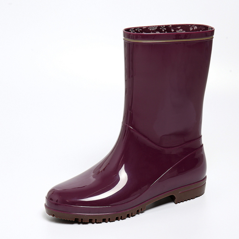 Cizme de ploaie pentru femei din PVC, până la mijlocul gambelor, stil grădină, culoare uni, toc plat, Rain Shepherd