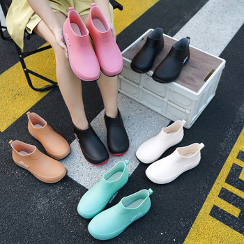 Ghete de ploaie pentru femei, linie scurtă, impermeabile, antiderapante, rezistente la uzură, talpă moale, partea superioară din PVC.