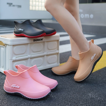 Ghete de ploaie pentru femei, linie scurtă, impermeabile, antiderapante, rezistente la uzură, talpă moale, partea superioară din PVC.