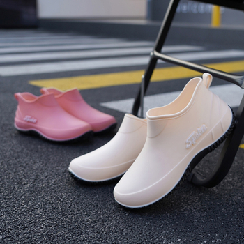 Ghete de ploaie pentru femei, linie scurtă, impermeabile, antiderapante, rezistente la uzură, talpă moale, partea superioară din PVC.