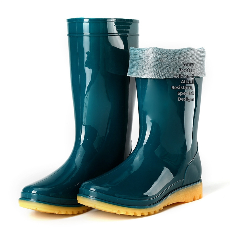 Botosei de ploaie din PVC pentru femei Aote Tread Rain, înălțime medie a gambelor, toc mic (1–3 cm), pentru femei adulte