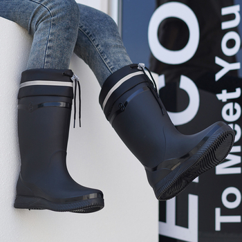 Cizme de ploaie pentru femei, impermeabile și antiaderente, până la jumătatea gambelor, partea superioară din PVC, închidere slip-on