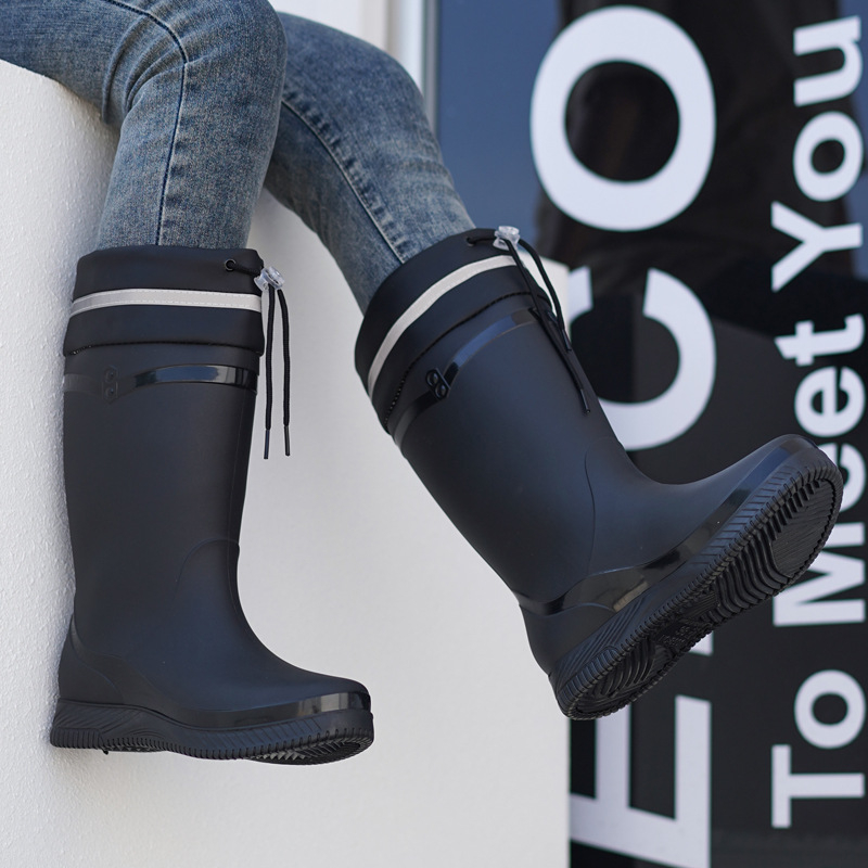 Cizme de ploaie pentru femei, impermeabile și antiaderente, până la jumătatea gambelor, partea superioară din PVC, închidere slip-on