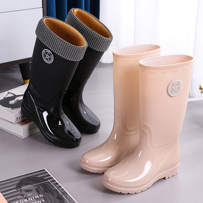 Ženske PVC visoke čizme za kišu, za odrasle, sve sezone, jednobojne, niski pet 1–3 cm