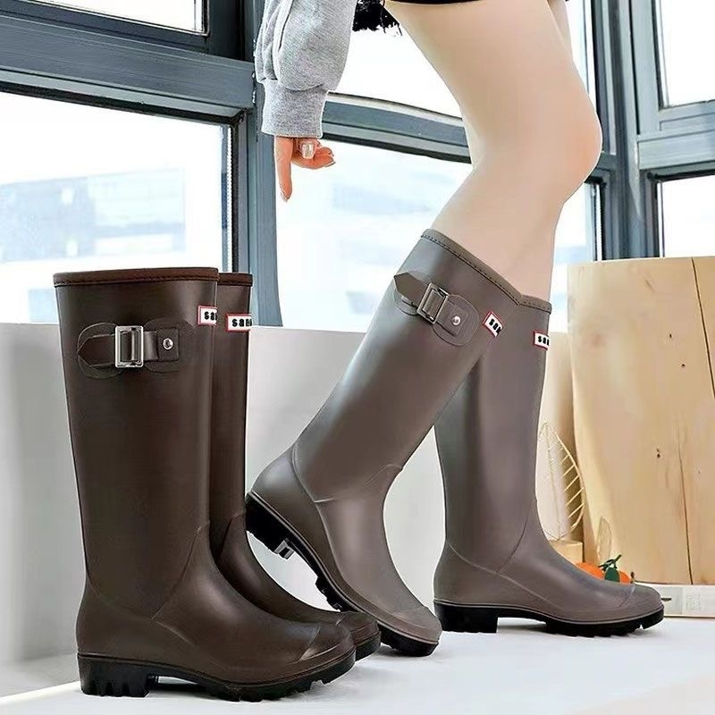 Ženske čizme za kišu, visok vrat, vodonepropusne, protuklizne, PVC gornji dio, niski pet 1–3 cm