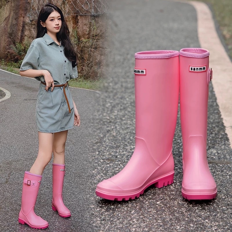 Ženske čizme za kišu, visok vrat, vodonepropusne, protuklizne, PVC gornji dio, niski pet 1–3 cm