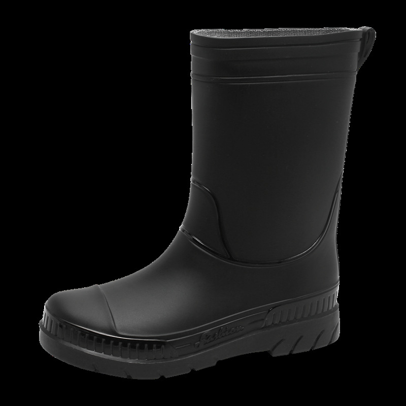 Cizme de ploaie pentru femei, partea superioară din PVC, înălțime medie până la gambe, toc plat, pentru toate sezoanele