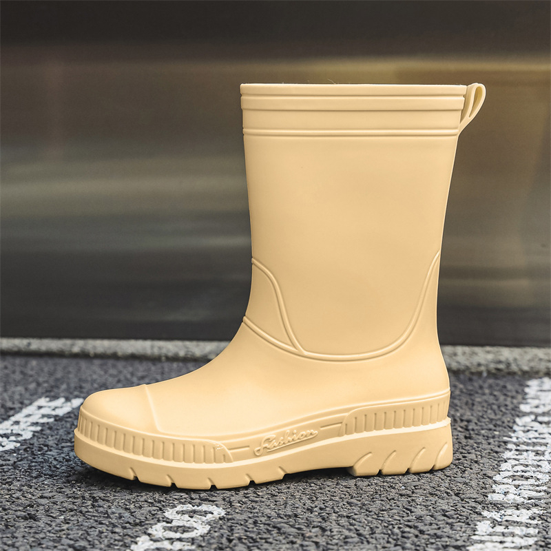 Cizme de ploaie pentru femei, partea superioară din PVC, înălțime medie până la gambe, toc plat, pentru toate sezoanele