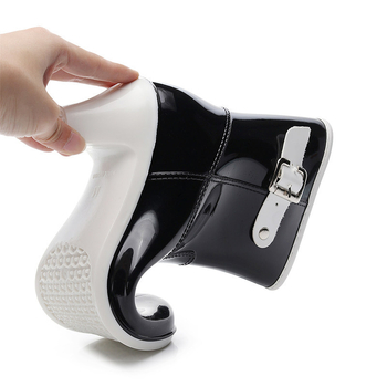 AI Yaoyu cizme de ploaie pentru femei - tibie medie, vârf PVC, toc înalt 6–8 cm, design îngroșat, stil urban pentru navetă