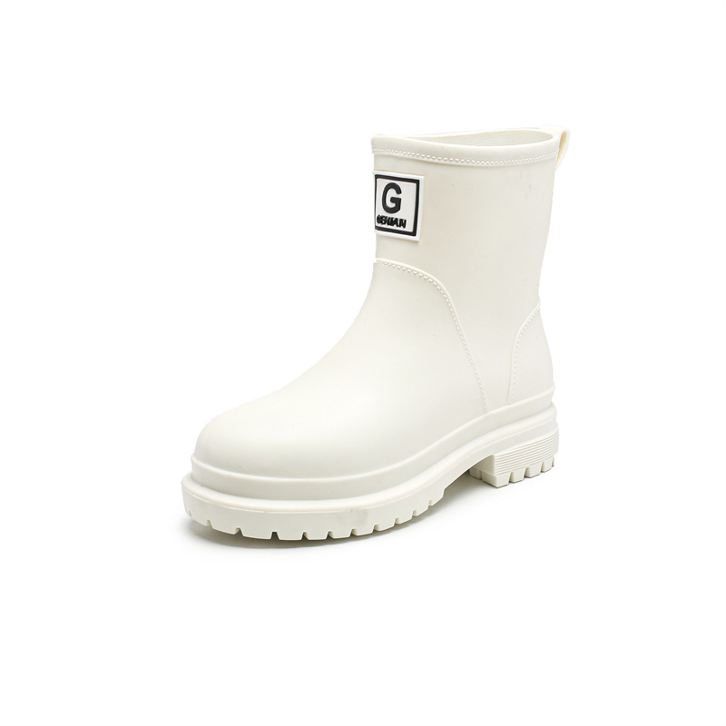 Ženske PVC kišne čizme srednje visine - s debelom konstrukcijom, protuklizne potplate, niski pet 1-3 cm, jednobojne
