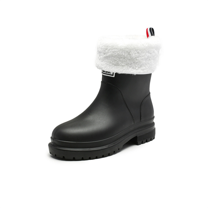 Ženske PVC kišne čizme srednje visine - s debelom konstrukcijom, protuklizne potplate, niski pet 1-3 cm, jednobojne