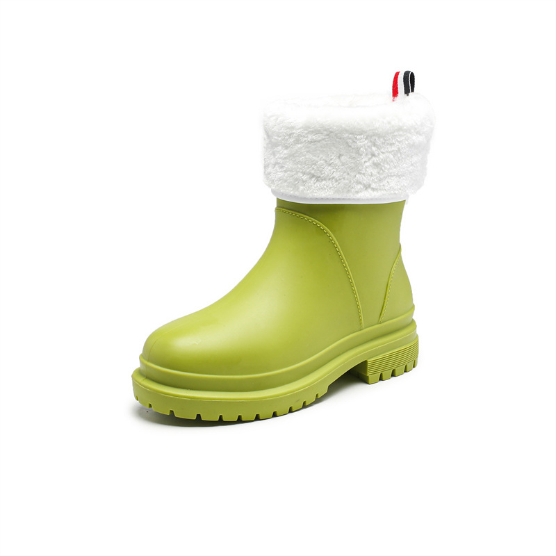 Ženske PVC kišne čizme srednje visine - s debelom konstrukcijom, protuklizne potplate, niski pet 1-3 cm, jednobojne
