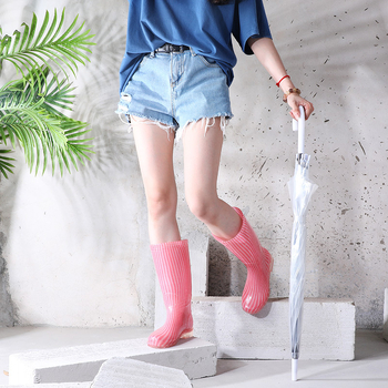 Γυναικείες ψηλές μπότες βροχής από PVC, αδιάβροτες, ανθεκτικές στη φθορά, αντιολισθητικές, με χαμηλό τακ 1-3 cm