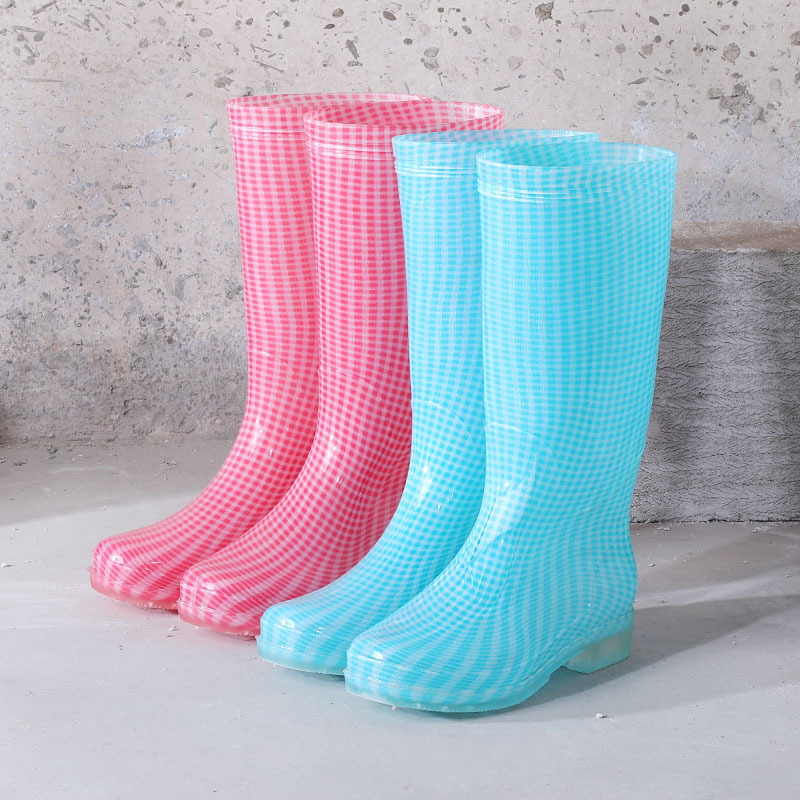 Γυναικείες ψηλές μπότες βροχής από PVC, αδιάβροτες, ανθεκτικές στη φθορά, αντιολισθητικές, με χαμηλό τακ 1-3 cm