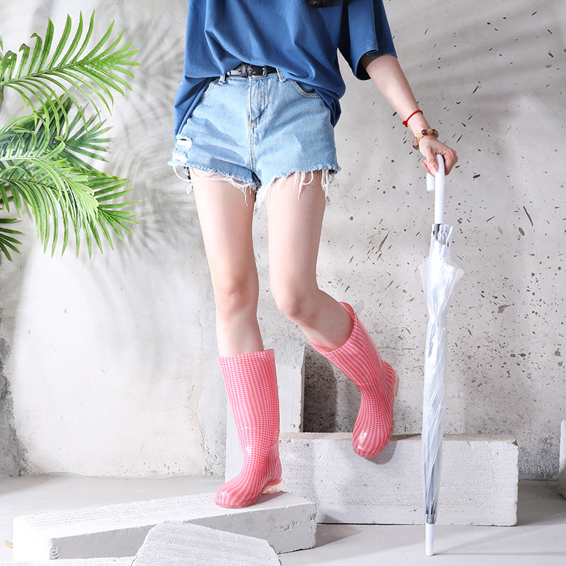 Γυναικείες ψηλές μπότες βροχής από PVC, αδιάβροτες, ανθεκτικές στη φθορά, αντιολισθητικές, με χαμηλό τακ 1-3 cm