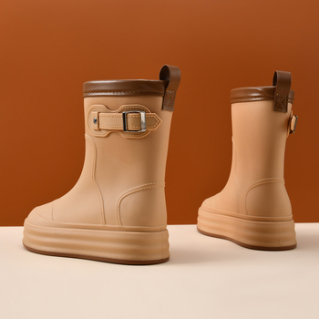 Cizme de ploaie pentru femei, pentru toate sezoanele, impermeabile și antiderapante, talpă groasă, EVA partea superioară, înălțime medie a tibiei