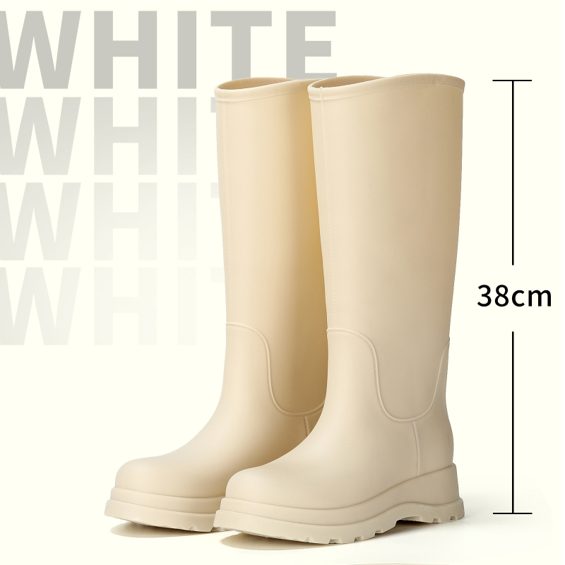 Ženske PVC kišne čizme, visok uspon, vodootporne, debela đona, niski pet 1–3 cm, jednobojne, za sve sezone