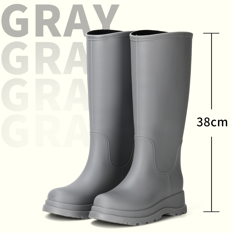 Ženske PVC kišne čizme, visok uspon, vodootporne, debela đona, niski pet 1–3 cm, jednobojne, za sve sezone