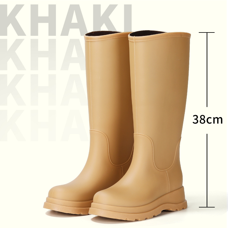 Ženske PVC kišne čizme, visok uspon, vodootporne, debela đona, niski pet 1–3 cm, jednobojne, za sve sezone
