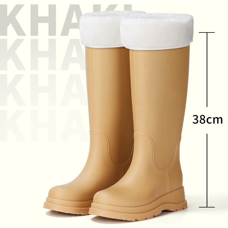Ženske PVC kišne čizme, visok uspon, vodootporne, debela đona, niski pet 1–3 cm, jednobojne, za sve sezone