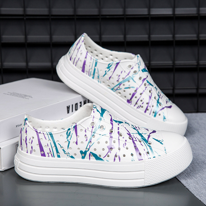 Sandale EVA pentru femei, talpă groasă de 4 cm, impermeabile, antiderapante, respirabile, cu model perforat, încălțăminte casual de plajă