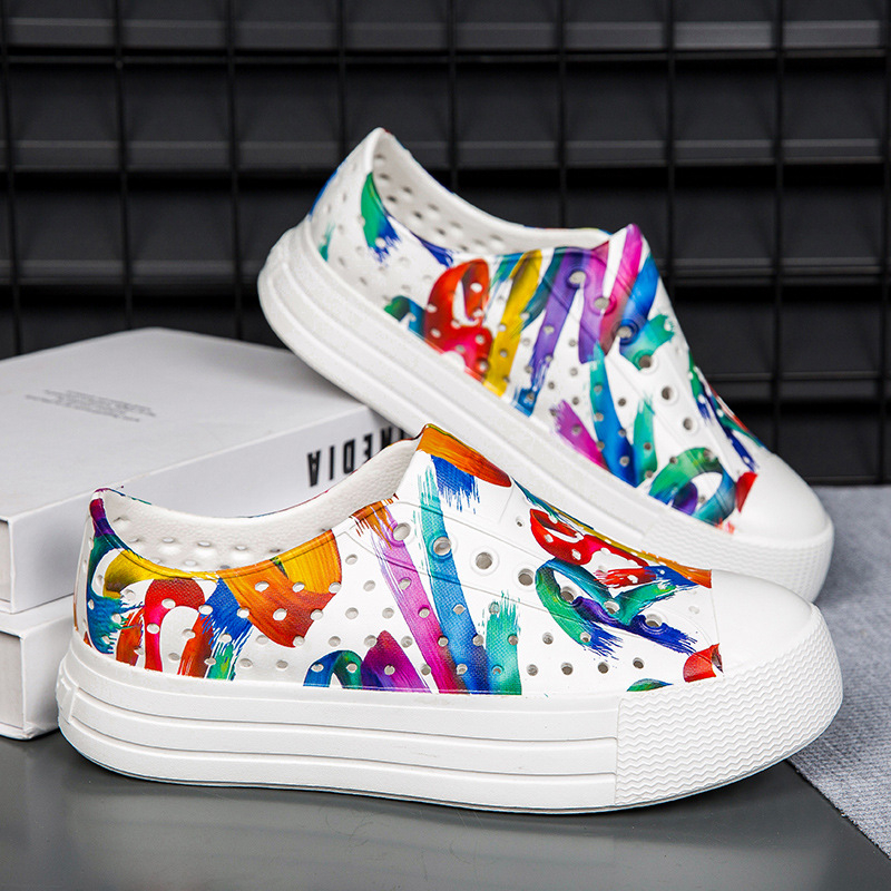 Sandale EVA pentru femei, talpă groasă de 4 cm, impermeabile, antiderapante, respirabile, cu model perforat, încălțăminte casual de plajă