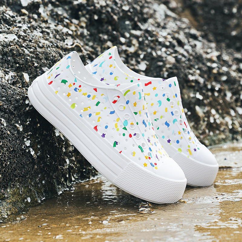 Sandale EVA pentru femei, talpă groasă de 4 cm, impermeabile, antiderapante, respirabile, cu model perforat, încălțăminte casual de plajă