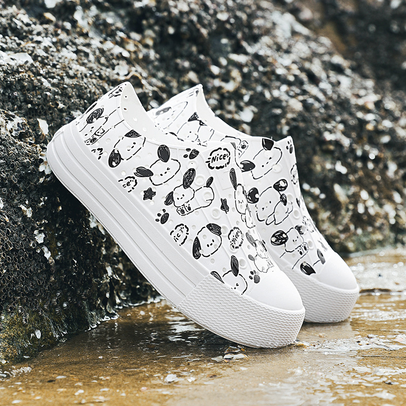 Sandale EVA pentru femei, talpă groasă de 4 cm, impermeabile, antiderapante, respirabile, cu model perforat, încălțăminte casual de plajă