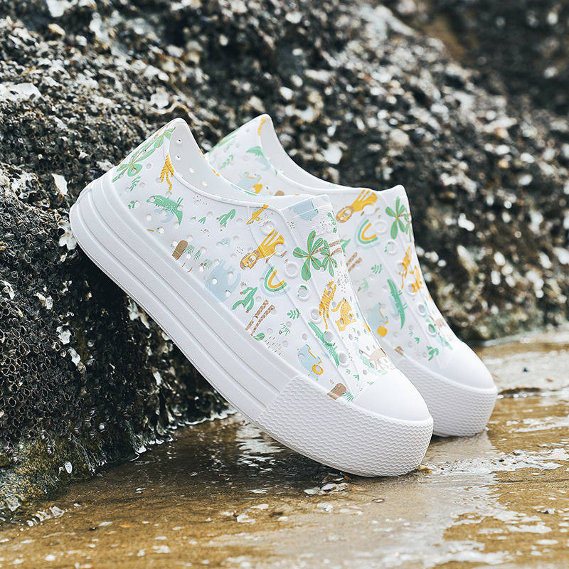 Sandale EVA pentru femei, talpă groasă de 4 cm, impermeabile, antiderapante, respirabile, cu model perforat, încălțăminte casual de plajă