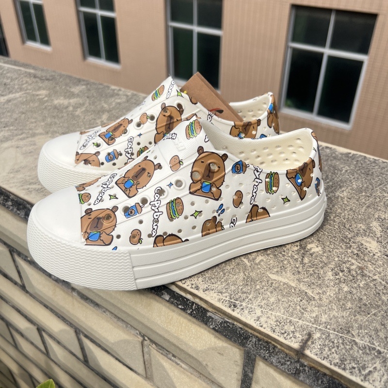 Sandale EVA pentru femei, talpă groasă de 4 cm, impermeabile, antiderapante, respirabile, cu model perforat, încălțăminte casual de plajă