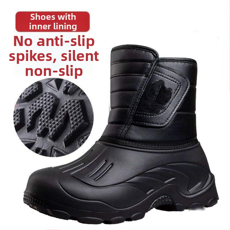 Muške PVC čizme za kišu za outdoor — lagane, protuklizne, s podstavom od ovčje kože i umjetnom dlakom, niski kroj