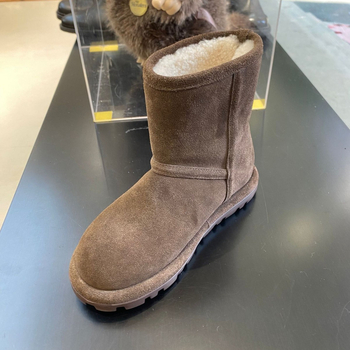 Ženske čizme za zimu od teleće kože, podstavljene vunom, vodootporne, gumeni đon