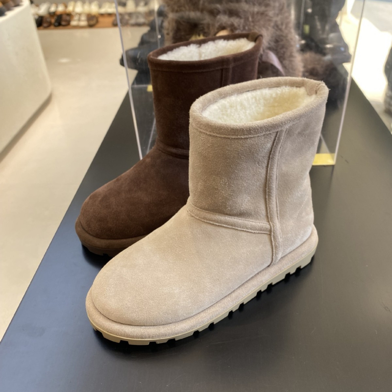 Ženske čizme za zimu od teleće kože, podstavljene vunom, vodootporne, gumeni đon