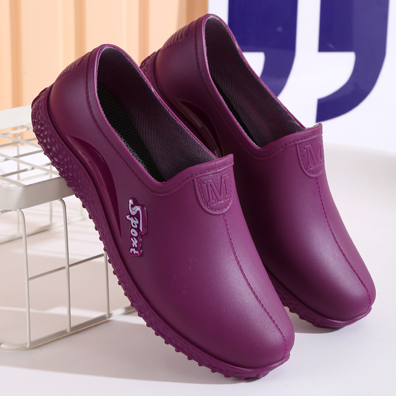 Ženske kišne čizme, PVC vodootporne, nisko izrezane, niski pet (1–3 cm), četiri sezone, svakodnevna upotreba