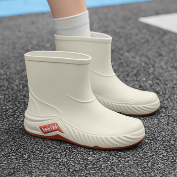 Cizme de ploaie pentru femei, în stil japonez, partea superioară din PVC, gambă scurtă, toc de 1–3 cm, potrivite pentru toate anotimpurile