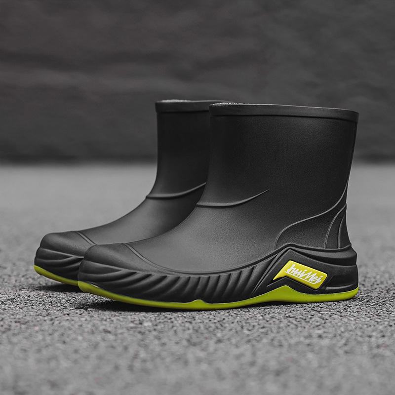 Cizme de ploaie pentru femei, în stil japonez, partea superioară din PVC, gambă scurtă, toc de 1–3 cm, potrivite pentru toate anotimpurile