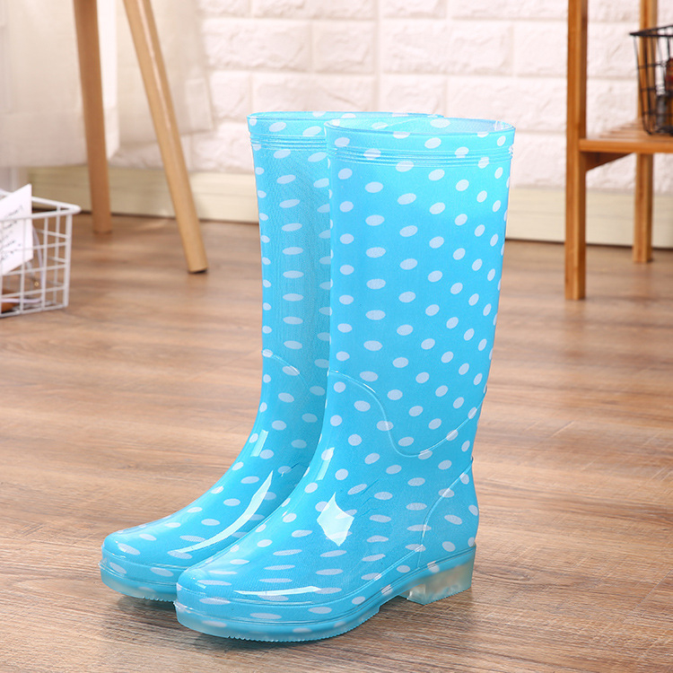 Ženske kišne čizme od PVC-a, visok uspon, fleece unutrašnjost, cvjetni uzorak, otporne na kiseline i lužine